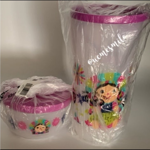 Tupperware Grito Mexicano Maria's Limited Edition Large Tumbler/Snack Cup Set. - Picture 3 of 3